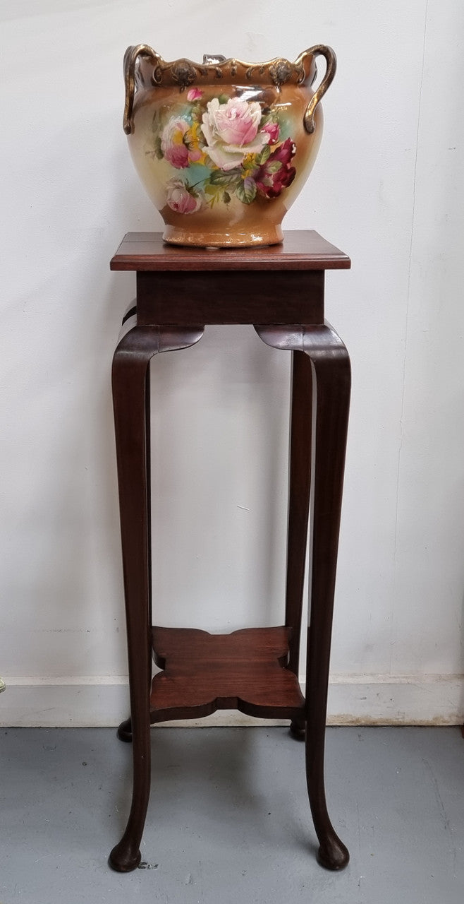 Vintage square two tier Blackwood pedestal/ plant stand. It is in good original detailed condition.
