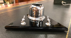 Triangular Art Deco Chrome & Glass Ink Well | Antique & Vintage | Moonee Ponds Antiques | Australia Wide Delivery