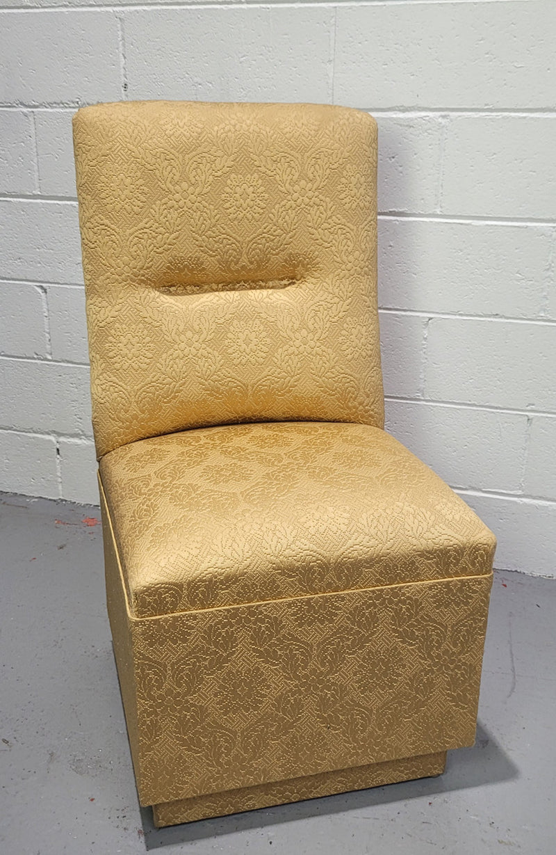 Vintage nicely upholstered bedroom chair. Upholstery is in good original used condition, please view photos as they help form part of the description.