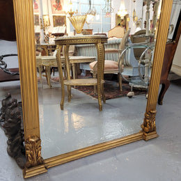 French Louis XVI style Napoleon III (1870’s) gilt mantle mirror. Beautifully carved and decorated with original bevelled mirror showing signs of age. It is in good original detailed condition and has been sourced from France.