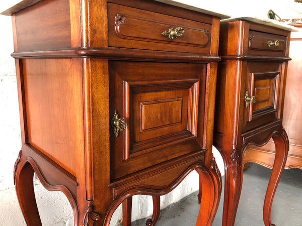 Pair Of French Mahogany Louis XV Style Bedside Cabinets