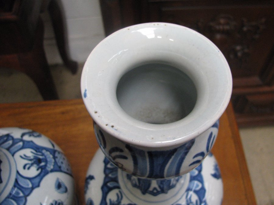 Pair Of Antique Delft Vases