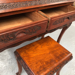 Beautifully carved Small Desk and stool