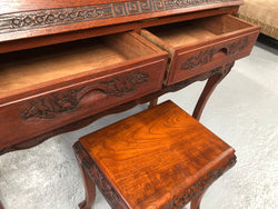 Beautifully carved Small Desk and stool | Antique & Vintage | Moonee Ponds Antiques | Australia Wide Delivery