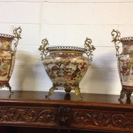 Satsuma Jardiniere and Vases Set