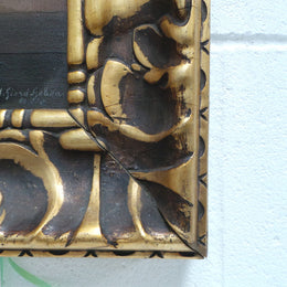 Superbly Painted Oil On Canvas Of Jesus In An Ornate Antique Gilt Decorated Frame.