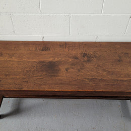 Rustic French Oak pedestal base coffee table. It is in good original detailed condition.