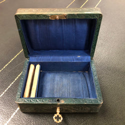 Victorian Green Leather Embossed Box | Antique & Vintage | Moonee Ponds Antiques | Australia Wide Delivery