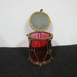 Very Rare Victorian Ruby Glass & Brass Trinket Box