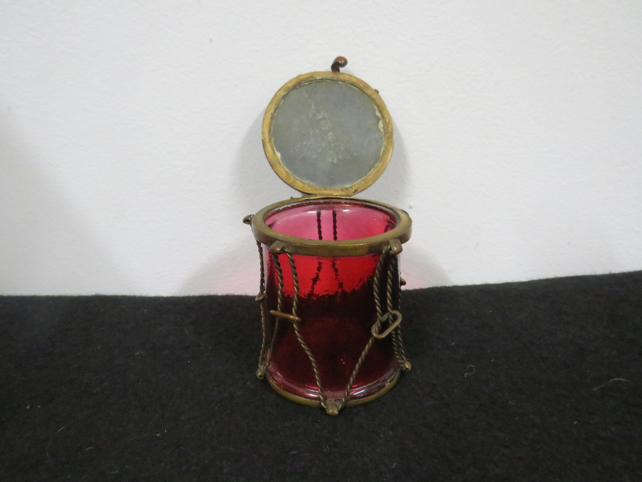 Very Rare Victorian Ruby Glass & Brass Trinket Box