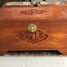 Chinese Carved Camphor Wood Chest