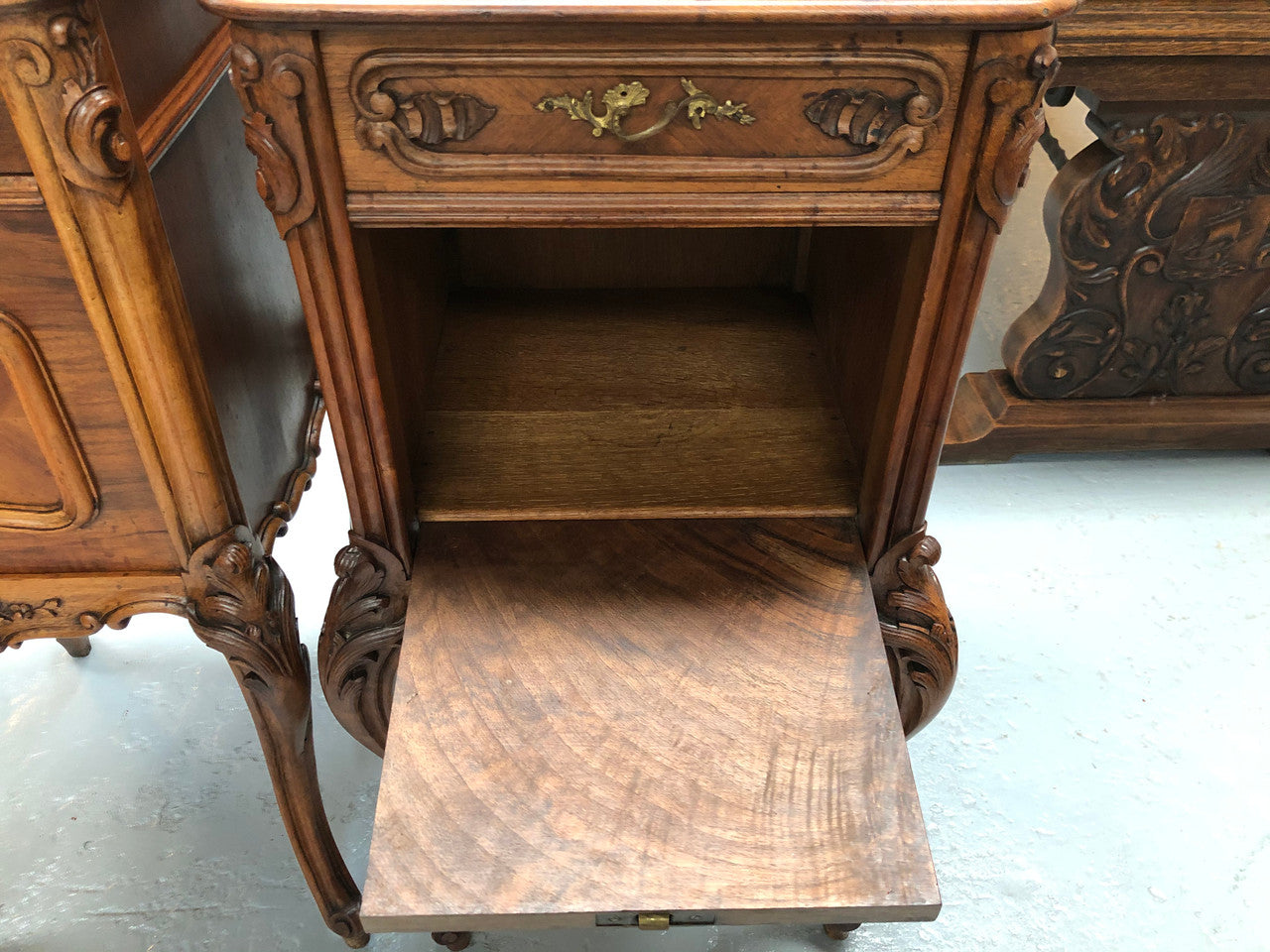 Beautiful Pair Of French Carved Bedside Cabinets | Antique & Vintage | Moonee Ponds Antiques | Australia Wide Delivery