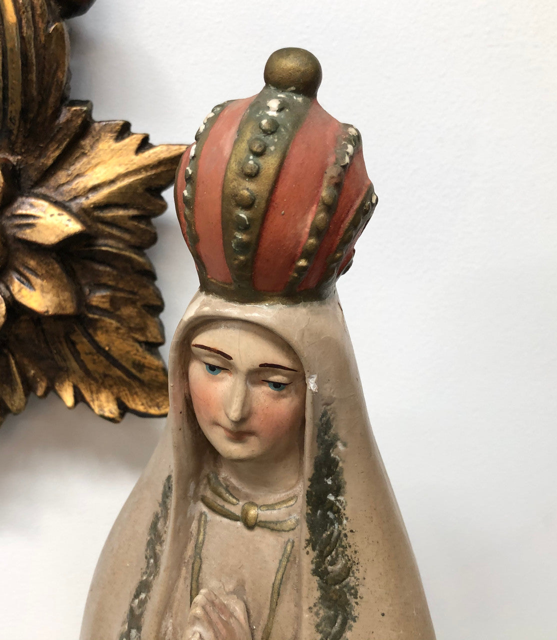 Vintage Blessed Virgin Religious Plaster Statue