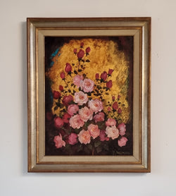 French Signed Floral Oil On Canvas In Silver Gilt & Gilt Frame | Antique & Vintage | Moonee Ponds Antiques | Australia Wide Delivery