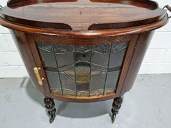 Oak Tudor Auto Trolley With Leadlight Glass | Antique & Vintage | Moonee Ponds Antiques | Australia Wide Delivery