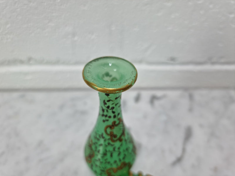 Rare French 19th century green opaline glass scent bottle with gilt decoration to body. In good original condition, please view photos as they help form part of the description.Rare French 19th century green opaline glass scent bottle with gilt decoration to body. In good original condition, please view photos as they help form part of the description.