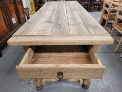 French Stripped Oak Pedestal Stretcher Base Farmhouse Table | Antique & Vintage | Moonee Ponds Antiques | Australia Wide Delivery