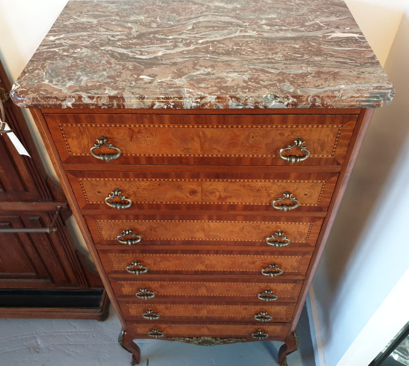 Louis XV Style Inlaid Marble Top Seminar