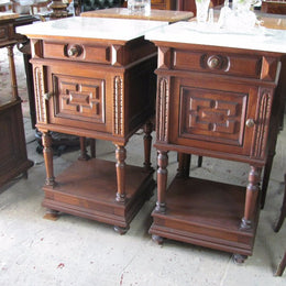Pair French Walnut Bedside Cabinets