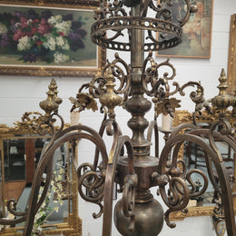 French Bronze Empire Style 8 Light Chandelier