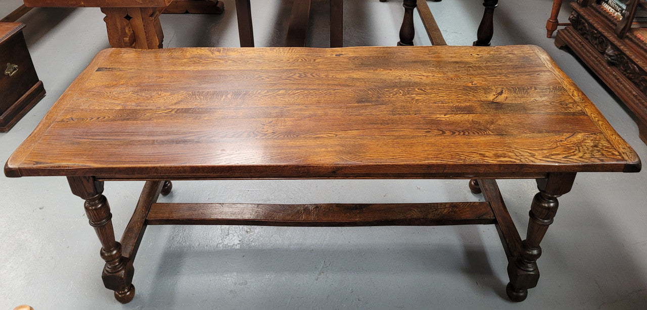 Rustic French Oak Stretcher Base Farmhouse Dining Table | Antique & Vintage | Moonee Ponds Antiques | Australia Wide Delivery