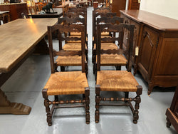 Set of 10 French Fruitwood Rush Seat Dining Chairs | Antique & Vintage | Moonee Ponds Antiques | Australia Wide Delivery