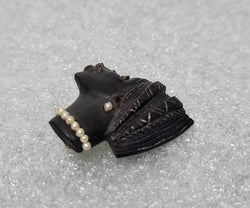 Vintage Carved Ebony & Seed Pearl African Head Brooch | Antique & Vintage | Moonee Ponds Antiques | Australia Wide Delivery