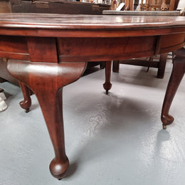 Australian Blackwood Fixed Oval Dining Table with Queen Anne Legs and Castors
