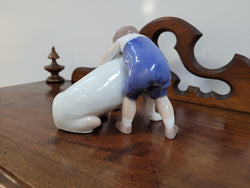 Two Friends Figurine 1790 Designed by Michaela Ahlmann for Bing & Grondahl (B&G) " Young boy hugging his patient Bulldog" | Antique & Vintage | Moonee Ponds Antiques | Australia Wide Delivery