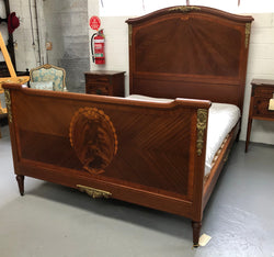 French Louis XVI Style Walnut Queen Size Bed | Antique & Vintage | Moonee Ponds Antiques | Australia Wide Delivery