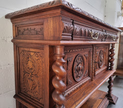 Henry II Style Nicely Carved French Oak Server | Antique & Vintage | Moonee Ponds Antiques | Australia Wide Delivery