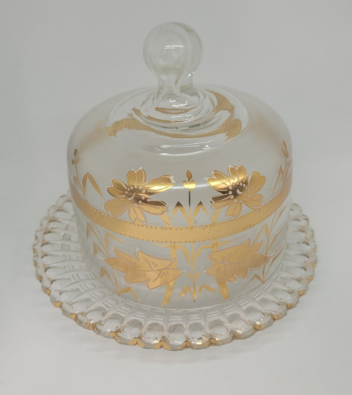 Victorian Etched Glass Top Cheese Butter Dish | Antique & Vintage | Moonee Ponds Antiques | Australia Wide Delivery