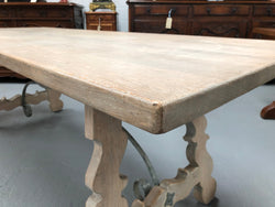 Limed French Oak Farmhouse Table With Decorative Iron Base | Antique & Vintage | Moonee Ponds Antiques | Australia Wide Delivery