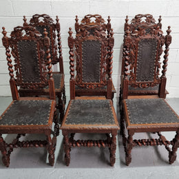 Stunning Set of Six Jacobean Revival Chairs