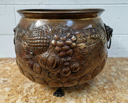 Antique Large Brass Bronze Colour Embossed Jardinière Planter | Antique & Vintage | Moonee Ponds Antiques | Australia Wide Delivery