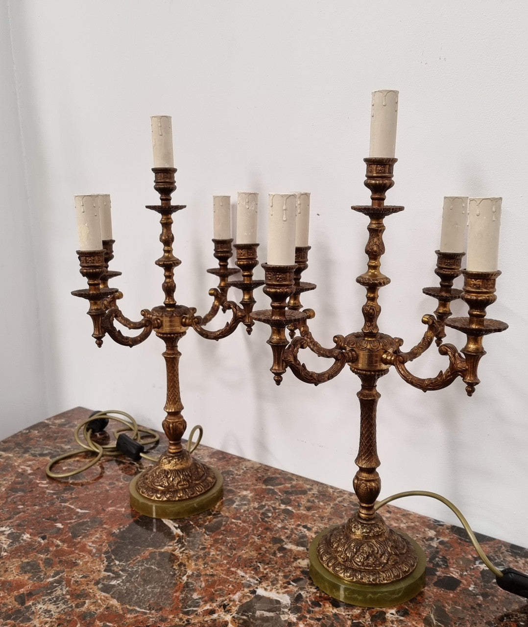 A Pair of French Bronze & Alabaster Marble Base Lamps | Antique & Vintage | Moonee Ponds Antiques | Australia Wide Delivery