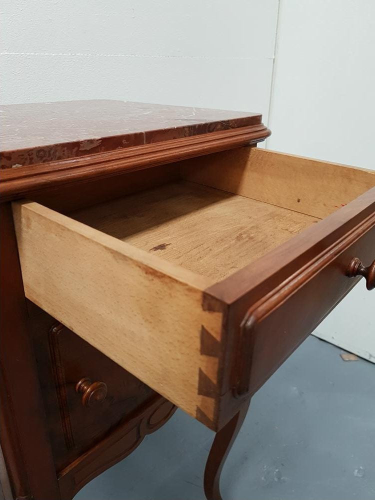 Single French Walnut Bedside Cabinet