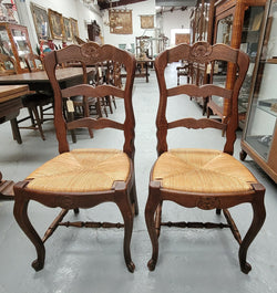 Set of Six Louis XV Style French Oak Rush Seat Dining Chairs | Antique & Vintage | Moonee Ponds Antiques | Australia Wide Delivery