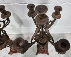 Pair of Decorative Antique French Spelter & Marble Candelabras | Antique & Vintage | Moonee Ponds Antiques | Australia Wide Delivery