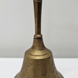 Vintage brass bell with engraved lines and markings on the insde. Please see photos as they form part of the description. In good original condition.