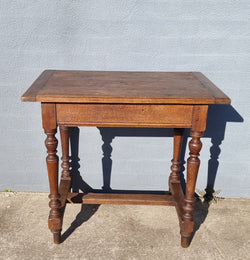 Rustic French Oak Side Table-Desk with Turned Legs | Antique & Vintage | Moonee Ponds Antiques | Australia Wide Delivery