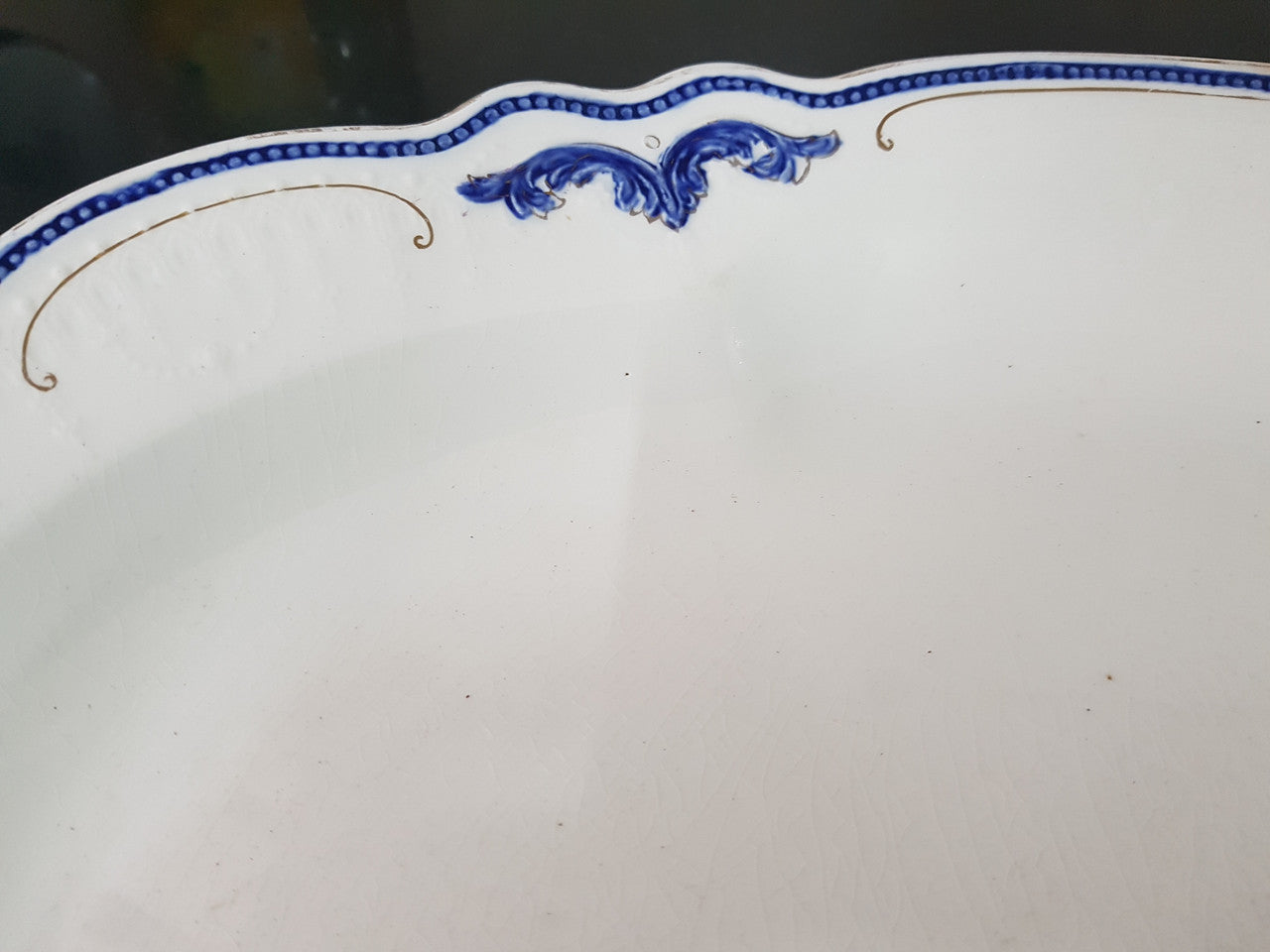 Large Victorian Blue & White Meat Dish