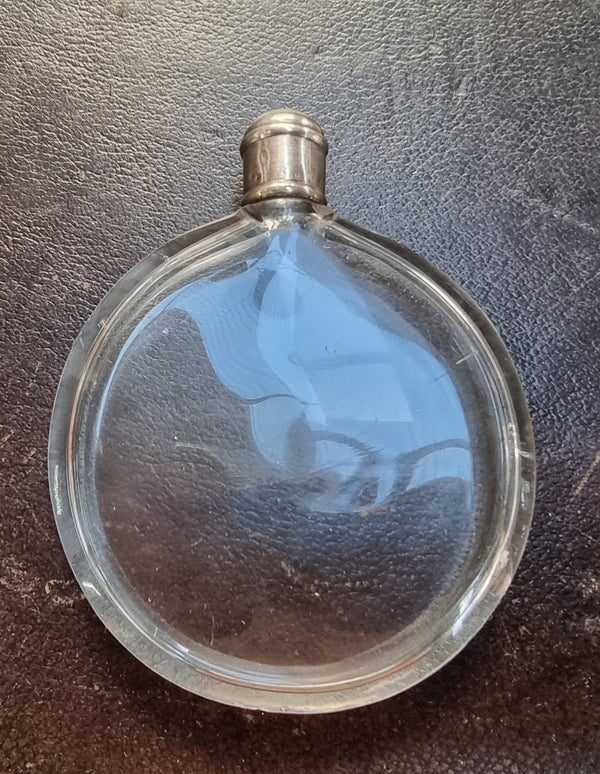 Simple but beautiful Antique silver and cut crystal perfume bottle . It also so has a lovely small internal stopper see photos. It is in good original condition.