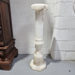 Electrified French White Alabaster Pedestal