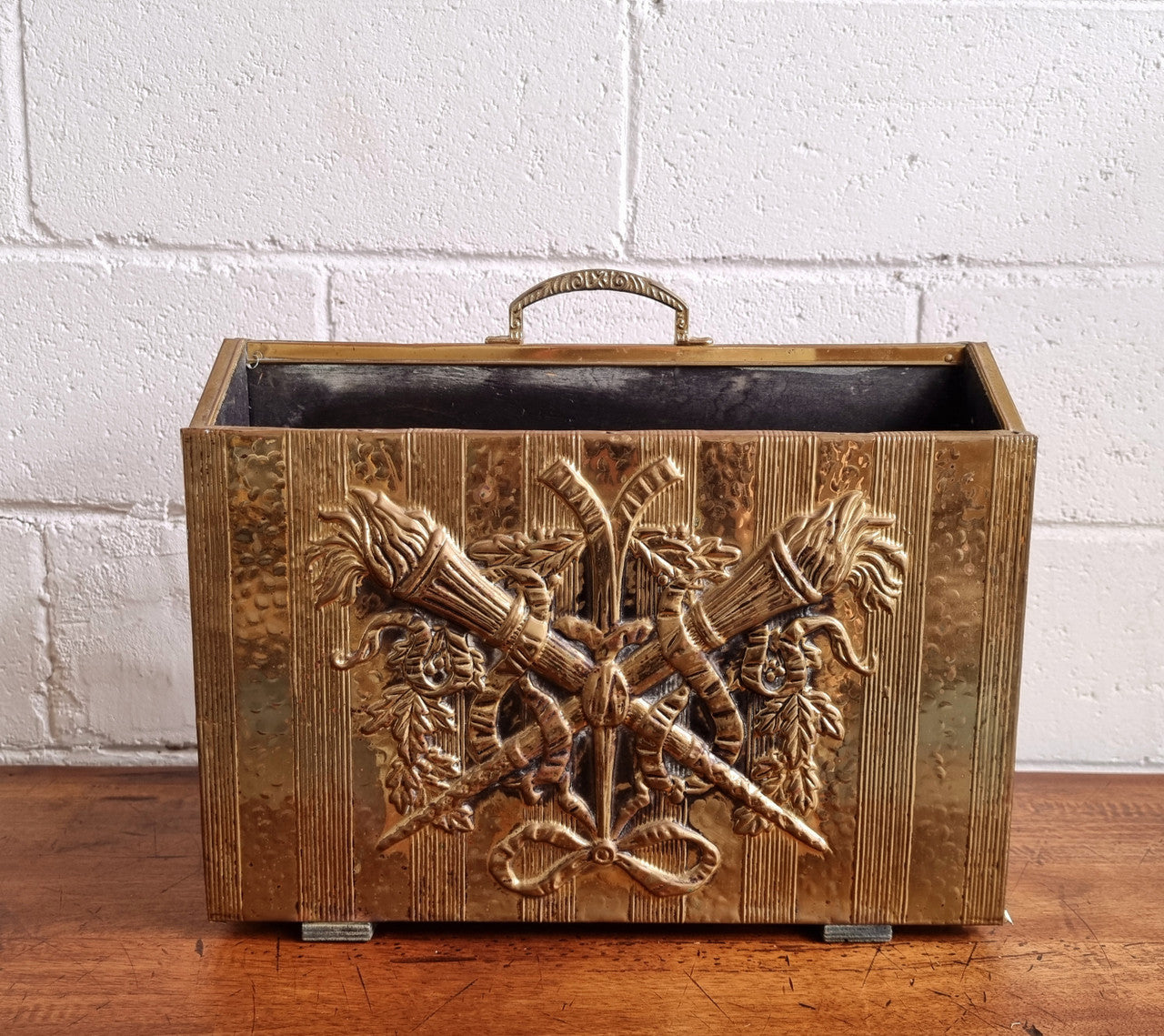 Vintage Brass Repousse Hammered Magazine Holder Rack | Antique & Vintage | Moonee Ponds Antiques | Australia Wide