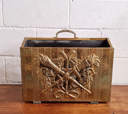 Vintage Brass Repousse Hammered Magazine Holder Rack | Antique & Vintage | Moonee Ponds Antiques | Australia Wide Delivery
