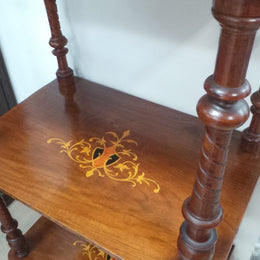 A Beautiful Victorian English Inlaid And Detailed Carved Whatnot