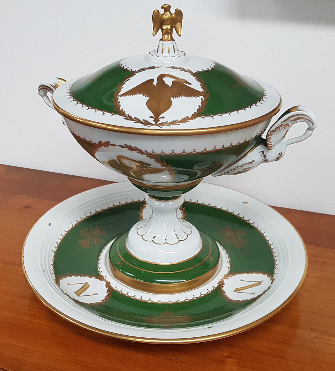 Vintage Hand Painted Tureen With Napoleon Ciphers