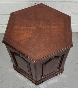 Hexagonal Mahogany Enclosed Side Cabinet With Two Doors | Antique & Vintage | Moonee Ponds Antiques | Australia Wide Delivery