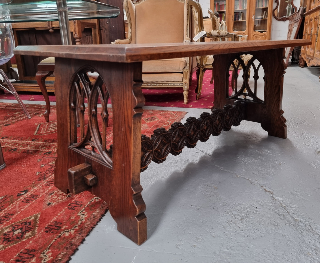 Fabulous French Oak Gothic Style Coffee Table | Antique & Vintage | Moonee Ponds Antiques | Australia Wide Delivery